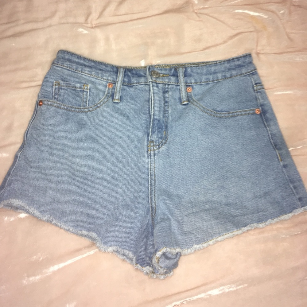 light wash denim shorts